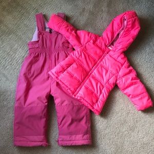 Children’s Place pink snow bibs snow suit 18M